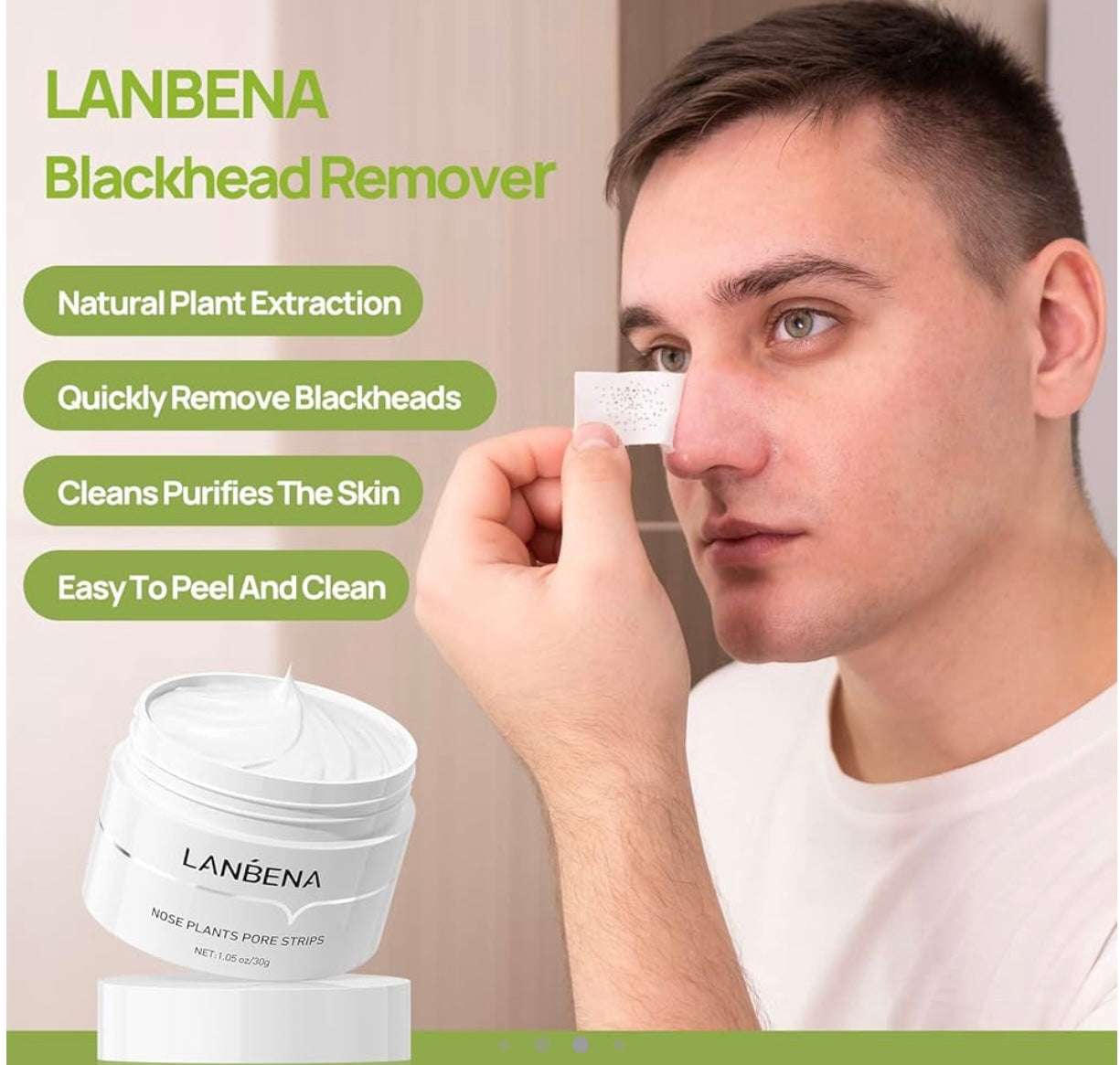 1- Coffret detox Lanbena anti-points noirs et boutons pour le visage et le nez( Sérum+Masque +60 Bandes ).