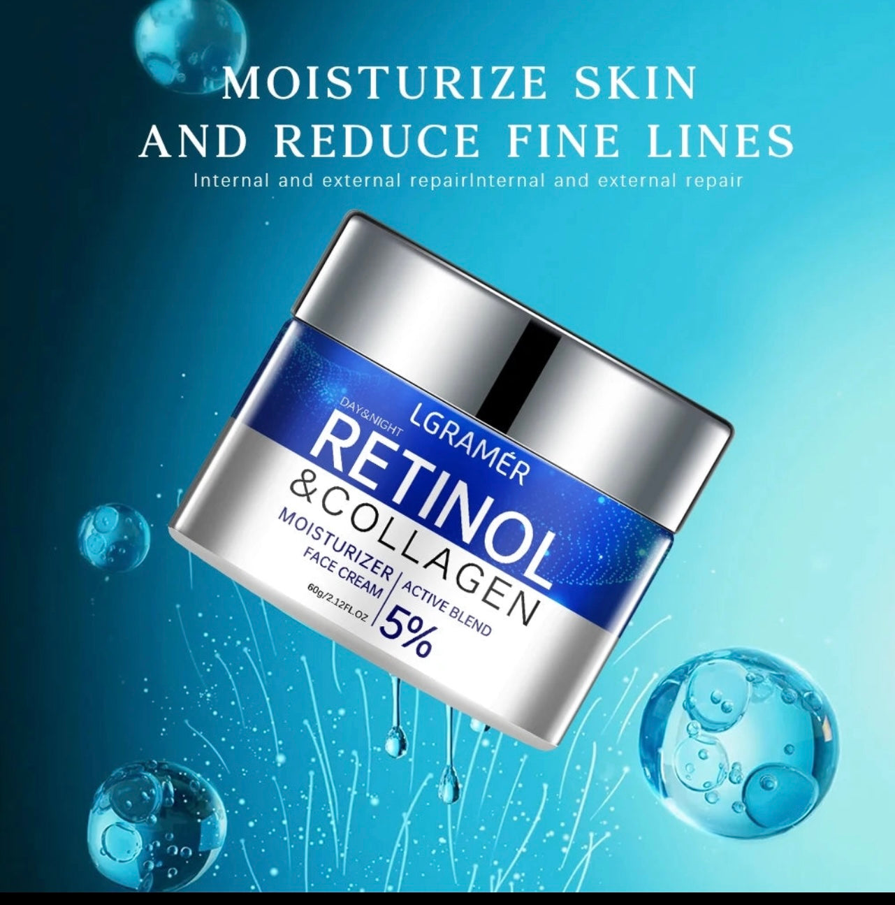 1b-Crème collagène-Rétinol anti-rides & hydratante 60g pour homme