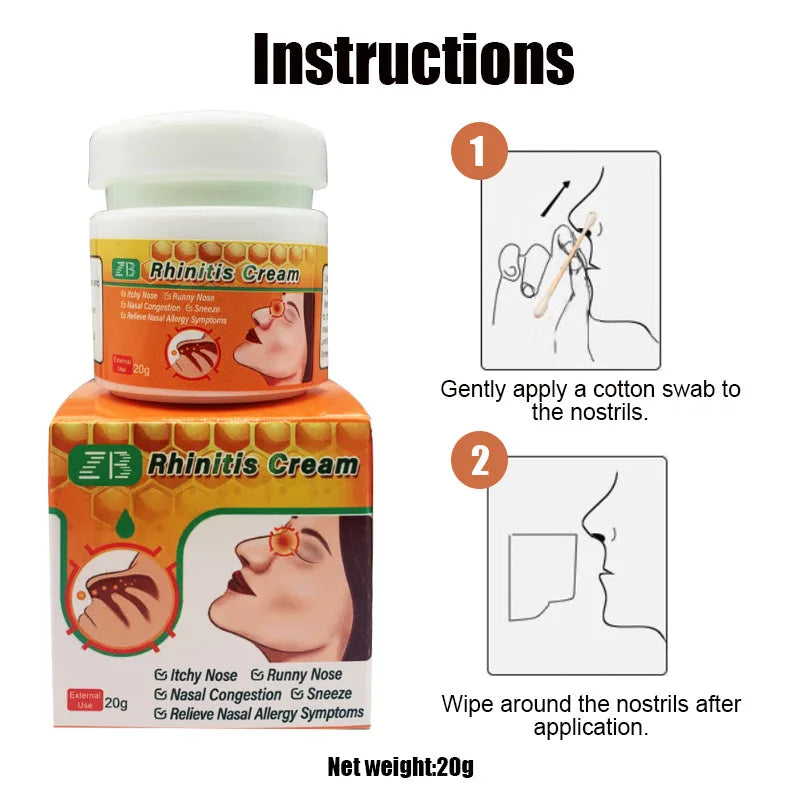 f-  Crème mentholée contre la rhinite.